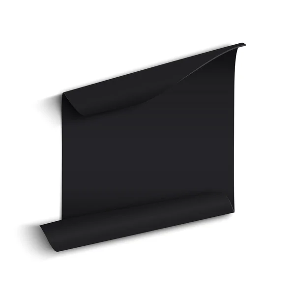 Banner de papel curvo preto . — Vetor de Stock