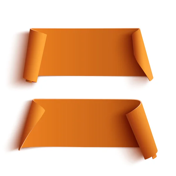 Twee gebogen, oranje banners. — Stockvector