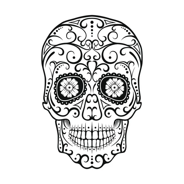 Crâne de tatouage noir et blanc . — Image vectorielle