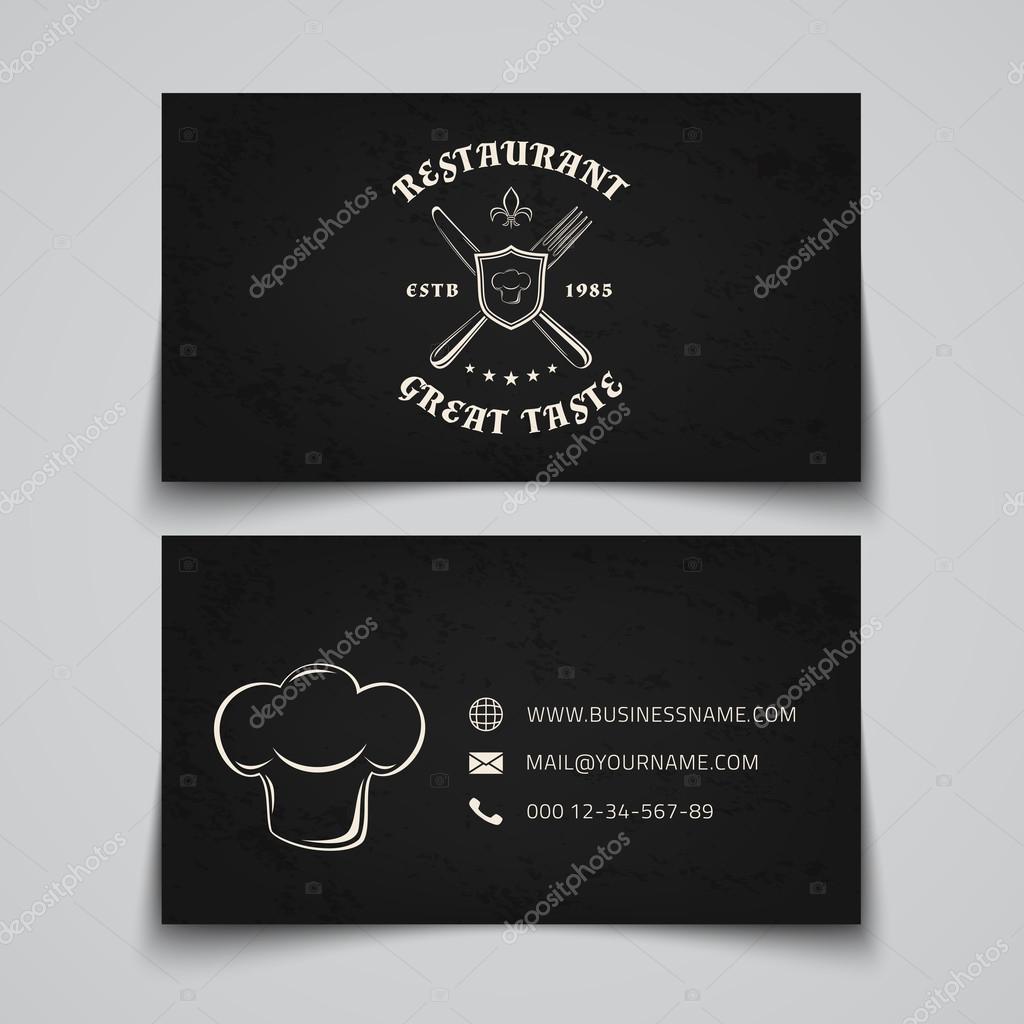 Business card template with logo for restaurant, cafe, bar or fast food. Vector illustration
