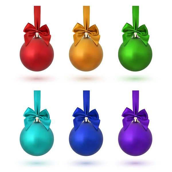 Ensemble de six boules de Noël colorées . — Image vectorielle