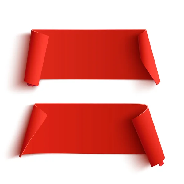 Δύο καμπύλα κόκκινο πανό. — Διανυσματικό Αρχείο
