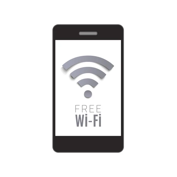 Téléphone intelligent avec symbole Wi-Fi gratuit . — Image vectorielle