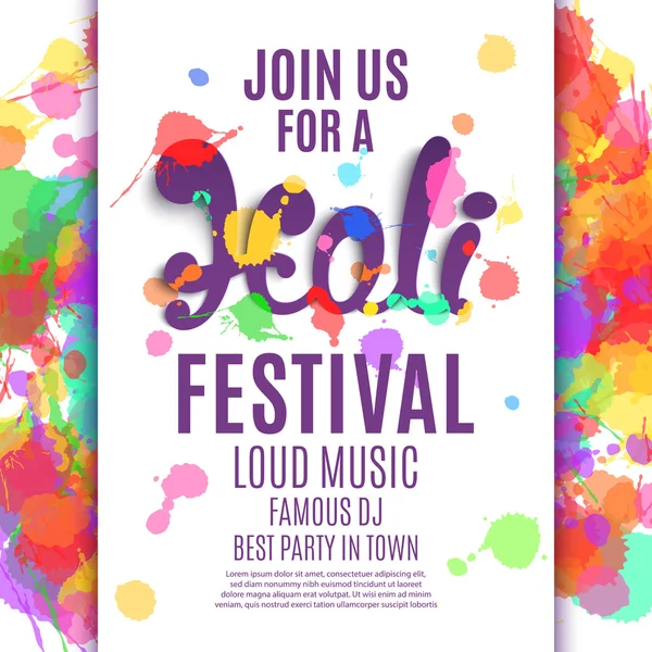 Affiche du festival Holi . — Image vectorielle