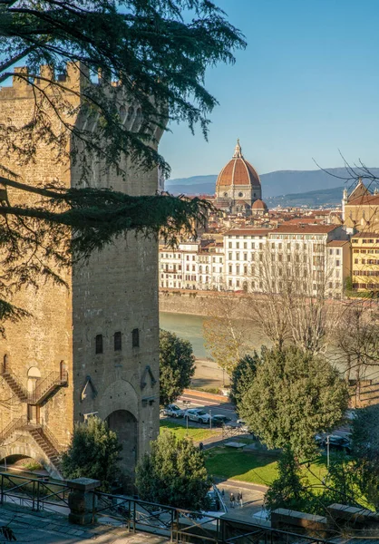 Vista Idilliaca Sulla Firenze Medievale Porta San Nicola Cupola Della — Foto Stock