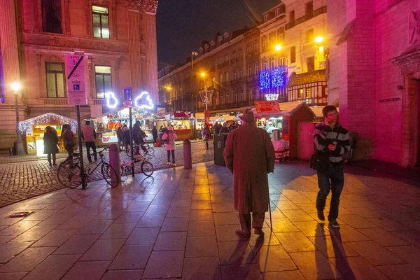 2015 Bruselas Belguium Increíble Noche Colorida Centro Junto Plaza Grand — Foto de Stock