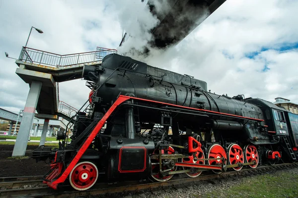 Antigua Locomotora Vapor Moscú Posiblemente Algún Museo Conectado Con Ferrocarril — Foto de Stock