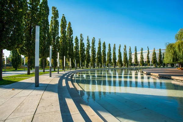 Idílico Atardecer Escena Del Parque Krasnodar Llamado Parque Galitskogo Con —  Fotos de Stock