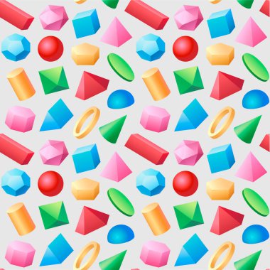 Kusursuz bir doku. Bir arkaplanda temel vektör geometrik şekilleri.