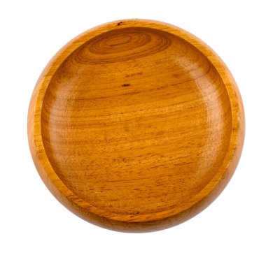 Boş ahşap kase beyaz arkaplanda izole