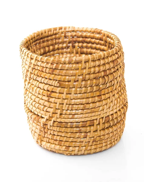 Vintage Weave Wicker Basket Isolated White Background — Stock Photo, Image