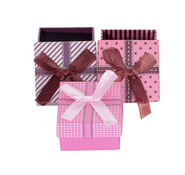Rosa Geöffnete Geschenkbox Isoliert Auf Weißem Hintergrund — Stockfoto