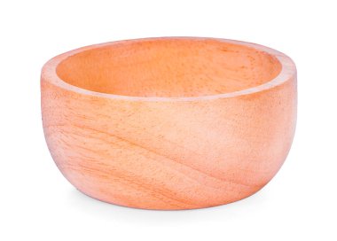 Ahşap kase, beyaz arka grupta izole edilmiş.