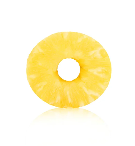 Ananas Met Wit Geïsoleerde Schijfjes — Stockfoto