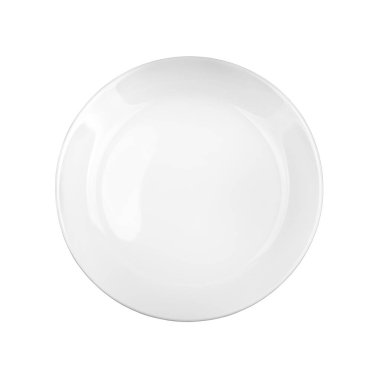 Beyaz plaka beyaz arkaplan üst görünümünde izole