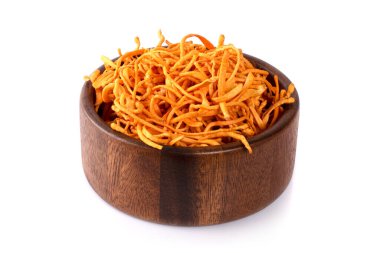 Taze CordycepMilitaris farklı yönlerde, beyaz bir arka planda