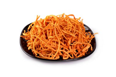 Taze CordycepMilitaris farklı yönlerde, beyaz bir arka planda