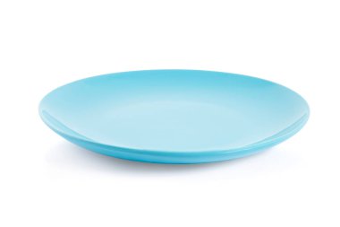 Beyaz arka planda mavi plaka izole edildi