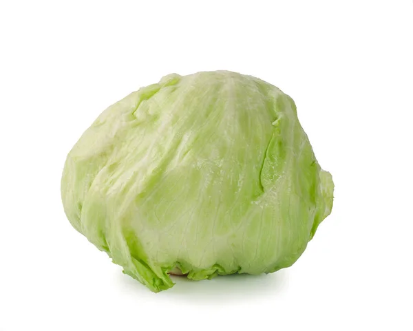 白色背景下的绿色冰山生菜 — 图库照片