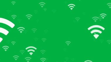 Yeşil Ekran Arkaplanında Kusursuz Kablosuz Kablosuz Sinyal Simgeleri Yağmuru Canlandırması
