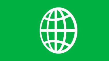 Yeşil Ekran Arkaplanında Kusursuz Dönen Dünya Küre Simgesi Canlandırması