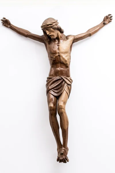 Cristo crucificado na parede branca — Fotografia de Stock