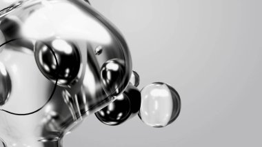 3d render motion design wallpaper animation business presentation monochrome grey white metaball gray liquid water soapy mercury bubble metasphere ball silver metal transition deformation metaverse