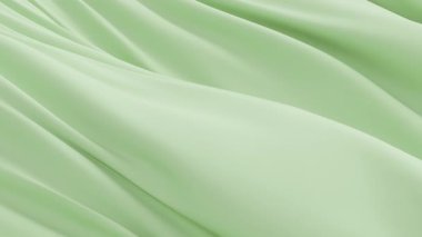 Pürüzsüz yeşil kumaş akışı yumuşak kıvrımlar 3 boyutlu animasyon ipeği arka plan bezi saten dalgalı doku zarif, soyut tekstil sıvı hareket yumuşak yüzey sakin, lüks fon tasarımı ahengi