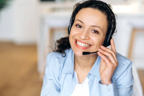 woman work mixed race call center operator distant