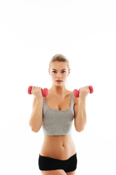 Ćwiczeń zdrowych kobiet fitness Studio na białym tle — Zdjęcie stockowe