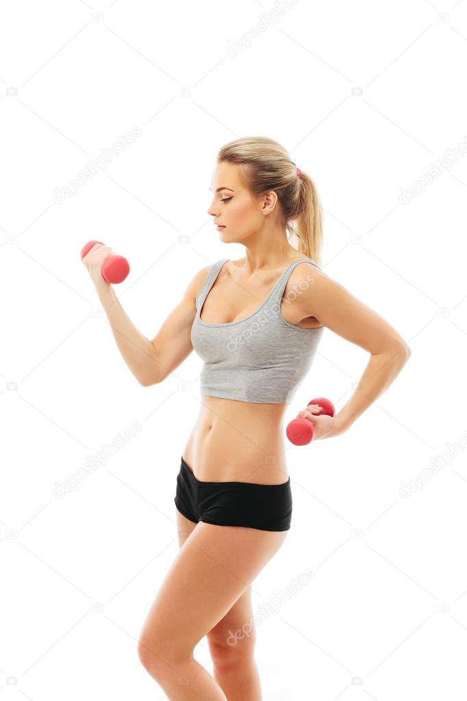 Fitness healthy women exercise in studio isolated