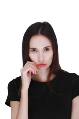 beyaz zemin üzerinde bir genç kadının portresi