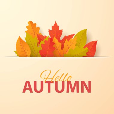 Yapraklı sonbahar arkaplanı. Poster, afiş, el ilanı, davetiye, web sitesi veya tebrik kartı olarak kullanılabilir. Vektör illüstrasyonu