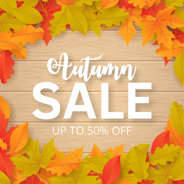Herbst Verkauf Hintergrund Mit Blättern Kann Für Einkäufe Werbeplakate Banner — Stockvektor