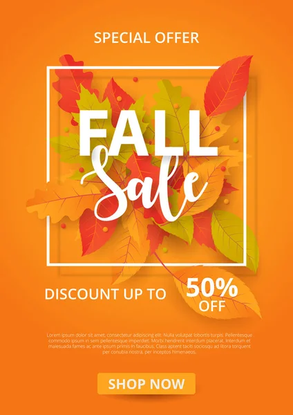 Autumn Sale Banner Leaves Can Used Shopping Sale Promo Poster — Stock Vector