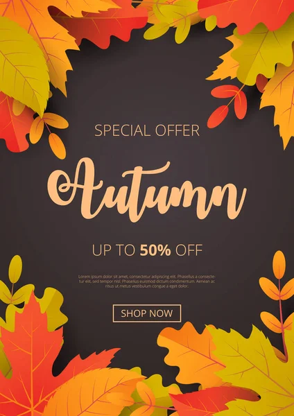 Affiche Vente Automne Avec Feuilles Peut Être Utilisé Pour Vente — Image vectorielle