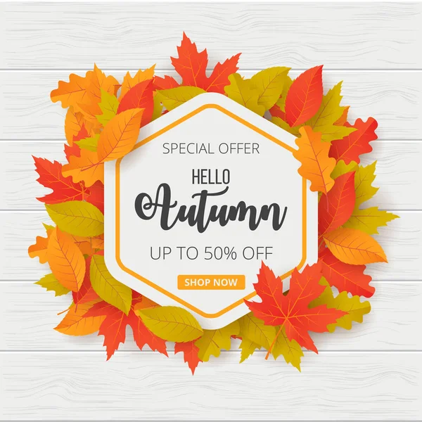 Herbst Verkauf Hintergrund Mit Blättern Kann Für Einkäufe Werbeplakate Banner — Stockvektor
