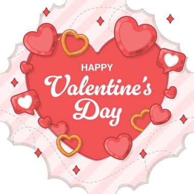 Kalp Çerçeveli ve Bulutlu Sevgililer Günü Kare Kartın kutlu olsun.