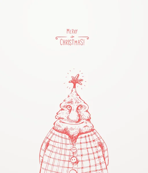 Christmas Tree Character. Christmas greeting card — Stock Vector