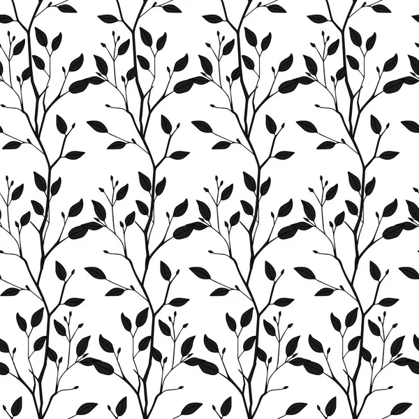 Dalların silueti. Siyah-beyaz arka plan. Kusursuz desen