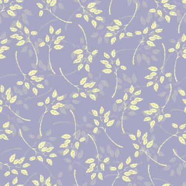 Dalların çiçeksiz desenleri. Gri arka planda sarı yapraklar vektör pürüzsüz desen. Modaya uygun renklerde botanik baskısı. Tekstil, kumaş, duvar kağıdı ve ambalaj kağıdı için çiçek süsü.