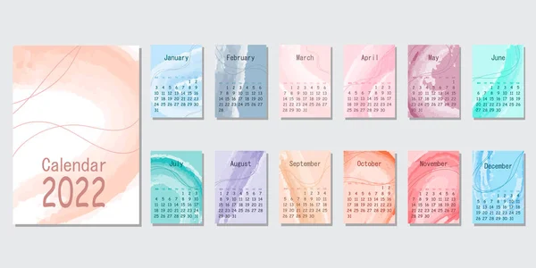 Calendar or planner 2022 template with abstract background. Week start On Monday, planner, stationery, wall calendar. Vector illustration — 图库矢量图片