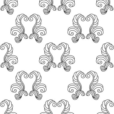 Dekoratif unsurları olan, soyut, kusursuz el yapımı vintage desen. Geçmişe dönük stil arka plan. Lüksün Vektör İllüstrasyonu. Siyah ve beyaz