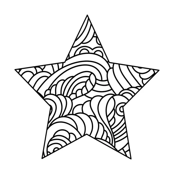 Kolorowanki Dla Dorosłych Dzieci Ręcznie Narysowana Pięcioramienna Gwiazda Etnicznym Abstrakcyjnym — Wektor stockowy