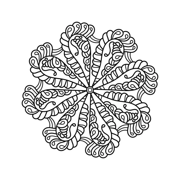 민족적 동양식으로 장식용 장식인 만다라의 흰색으로 꽃무늬 Coloring Book Page — 스톡 벡터