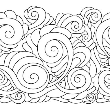 Kusursuz dekoratif el karalamalı süslemeli kıvrımlı kenar. Duvar kağıdı, kumaş ve yüzey için vektör kabataslak.