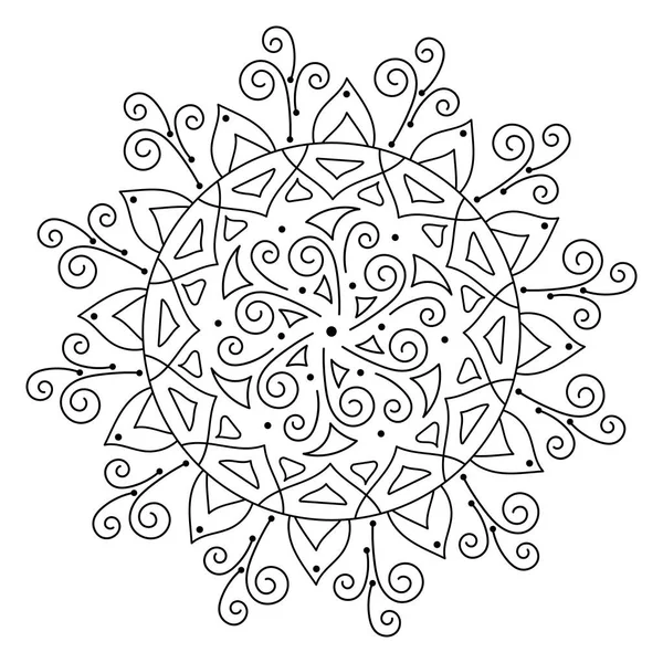 Bloemen Etnische Mandala Zwart Wit Bloem Rond Element Voor Ontwerp — Stockvector