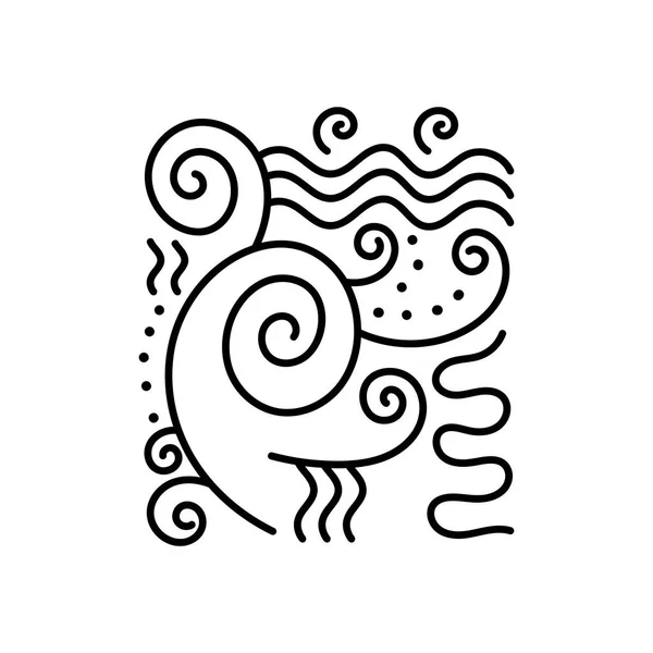 アブストラクトポスターとカバーデザイン グラフィック 手の波 貝殻を描いた モノクロームミニマリズムパターンベクトルイラスト — ストックベクタ
