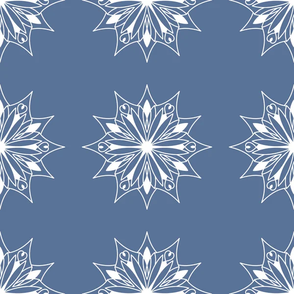 Hand Drawn Snowflakes Seamless Pattern Winter Background Christmas Fabric Wallpapers — Stock Vector