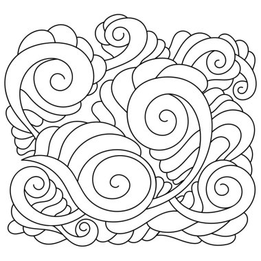 Boyama kitabı karalamaları süsleme kıvrımları, el sallama. Vektör çizimi tasarımı.